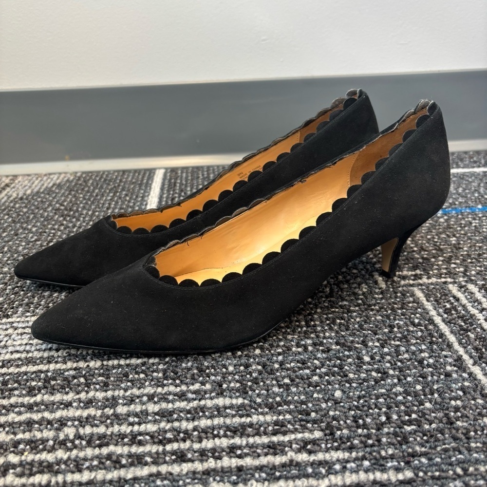 Talbots‎ kitten heels leather suede black Scalloped size 9N